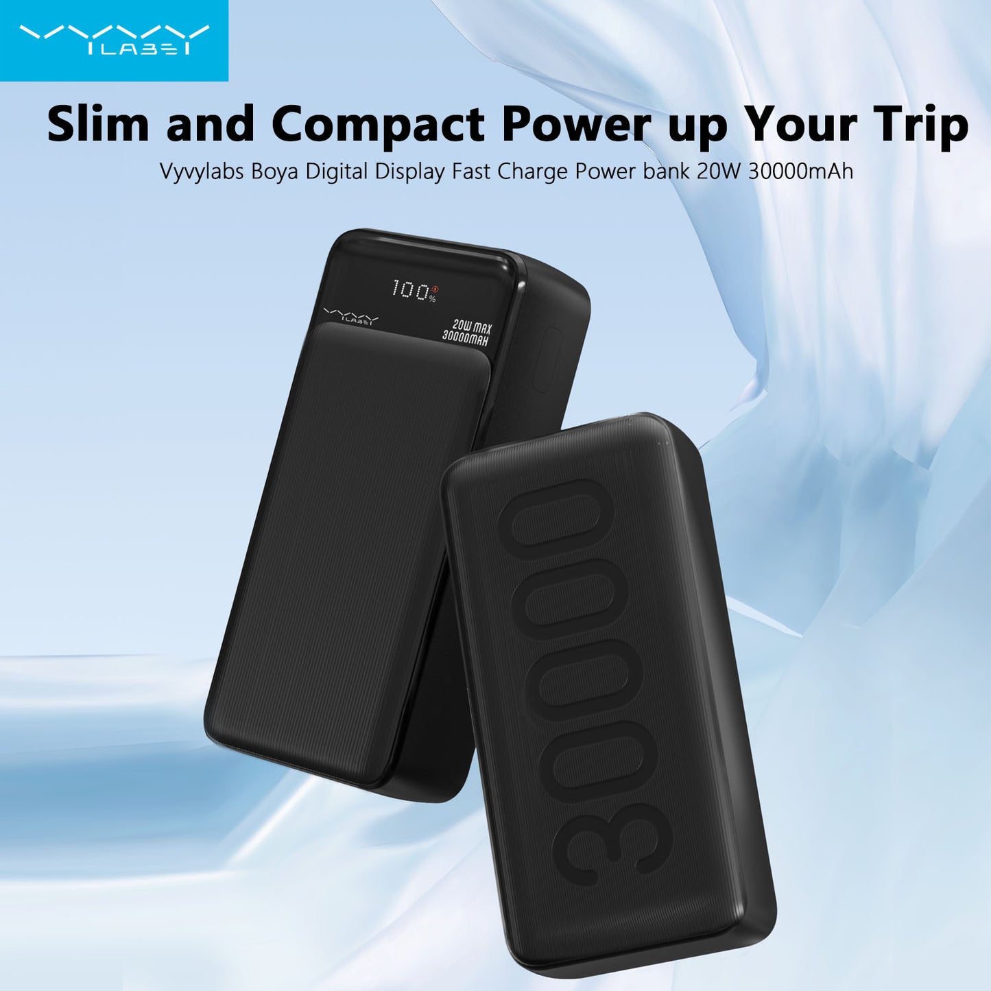 Vyvylabs Boya Digital Display Fast Charge Power bank 20W 30000mAh