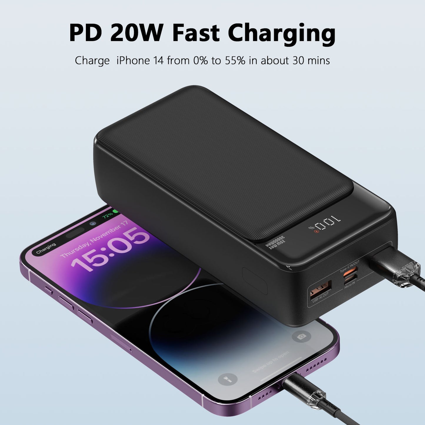 Vyvylabs Boya Digital Display Fast Charge Power bank 20W 30000mAh