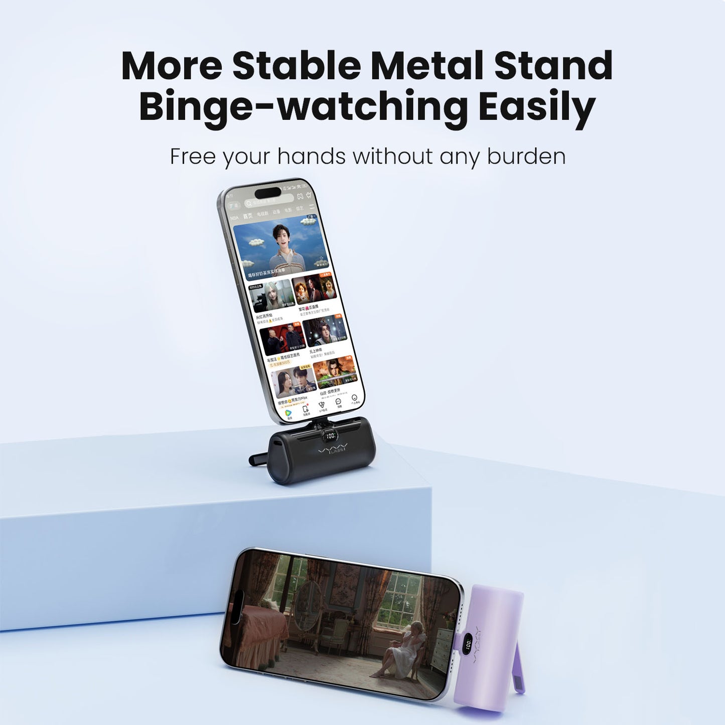 Vyvylabs Q05 Capsule Power Bank 5000mAh (With Stand and Led light)- purple