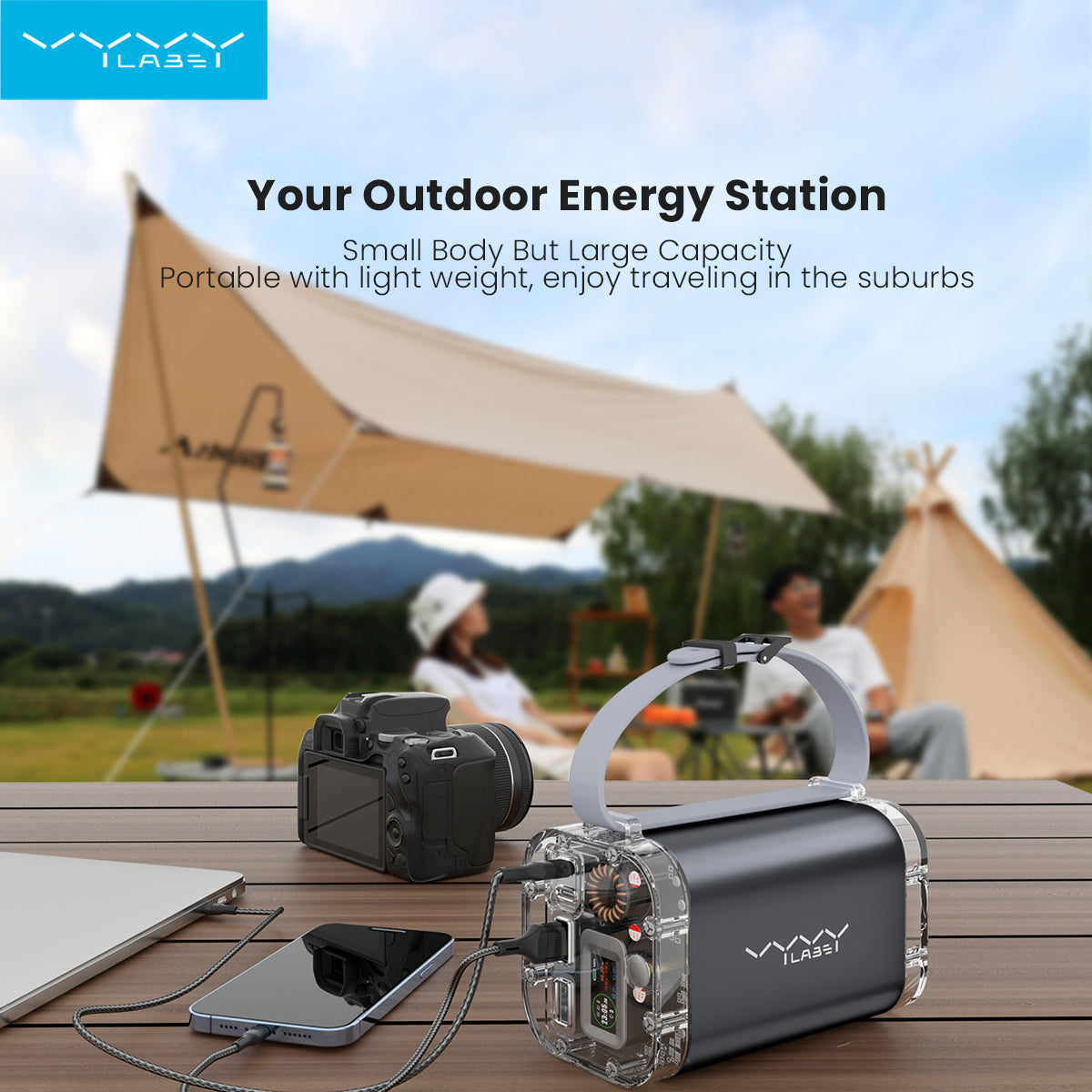 Outdoor Power Bank Digital Display 40000mAh 100W (Waterproof+Light)