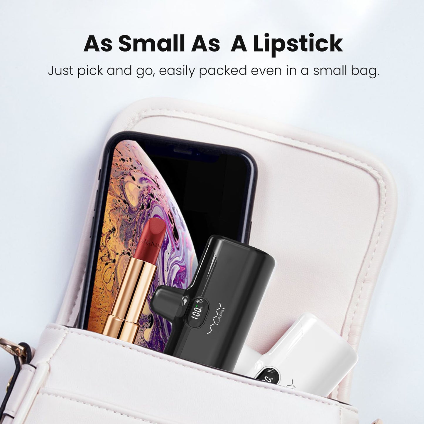 Vyvylabs Q05 Capsule Power Bank 5000mAh (With Stand and Led light)- purple