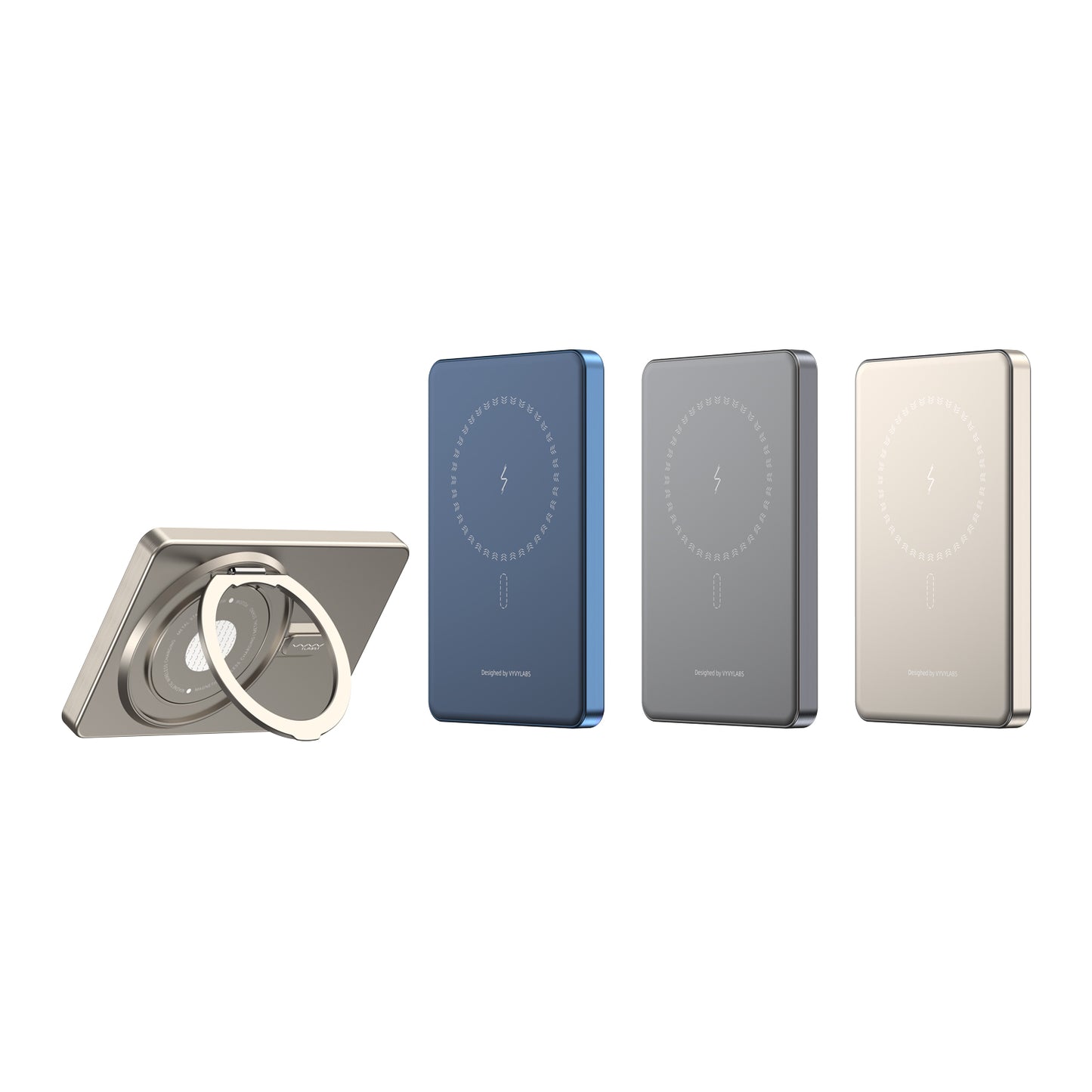 Super Mini Metal Magnetic Wireless Charger Power Bank 5000mAh 20W With Stand - Gray