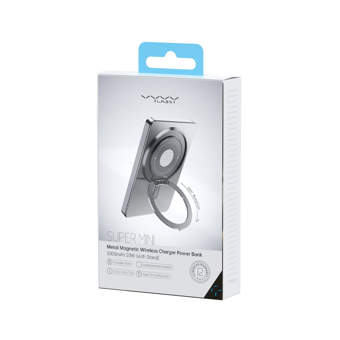 Super Mini Metal Magnetic Wireless Charger Power Bank 5000mAh 20W With Stand - Beige
