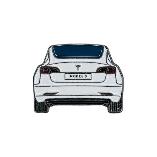 Sticky Metal Badge - Tesla White