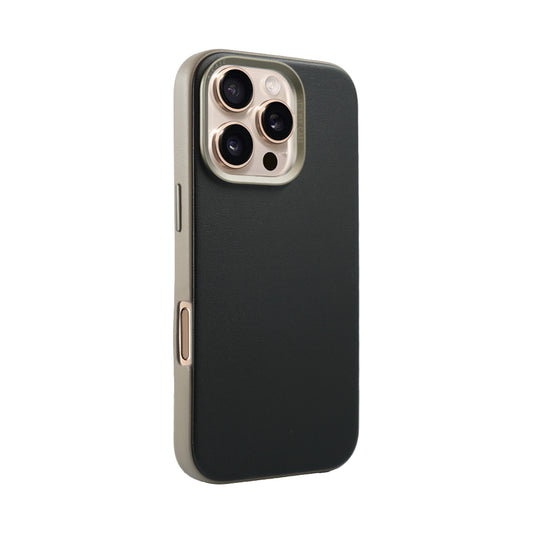 Vegan Leather Case For iPhone 16 Series - Black