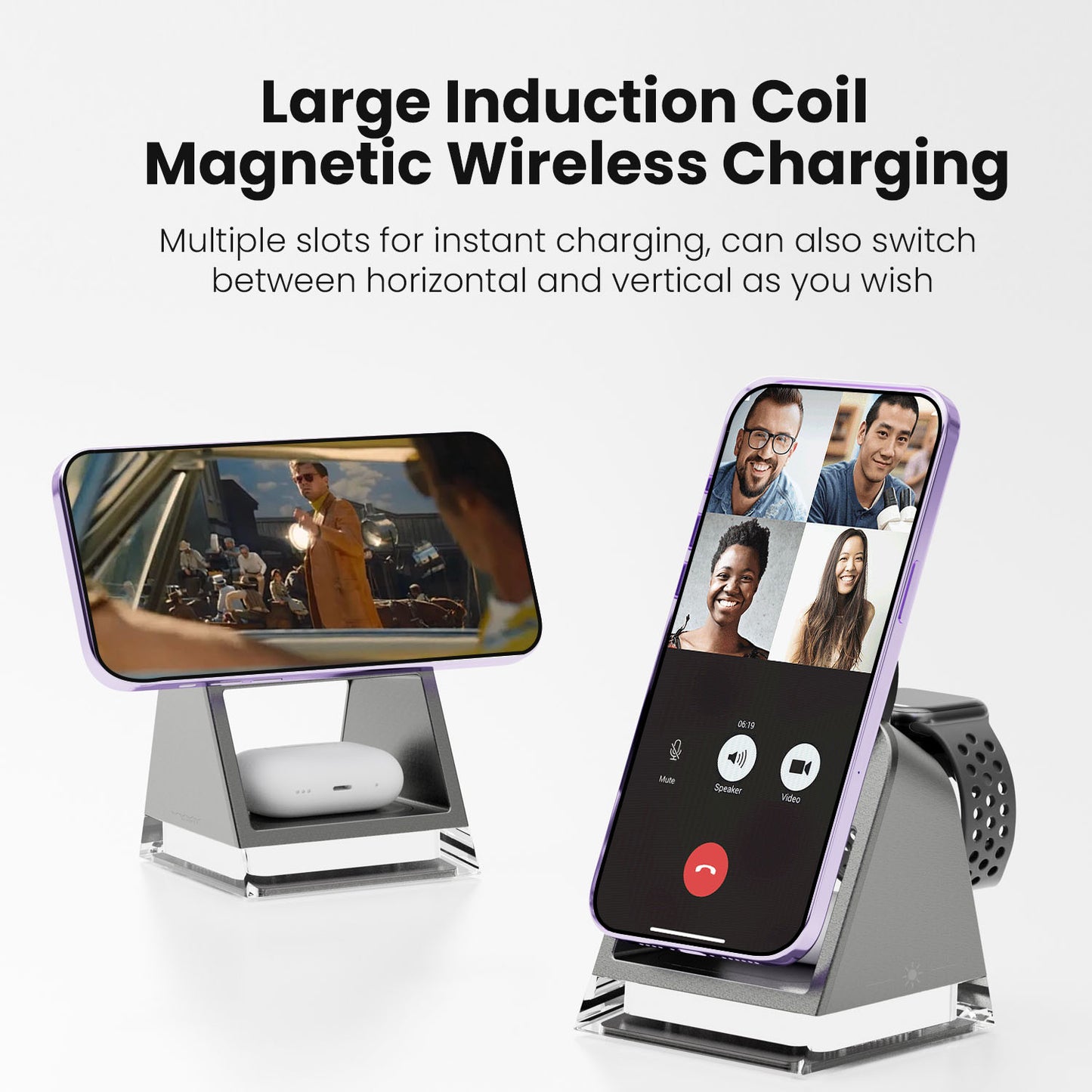 Vyvylabs W30 3 in 1 Wireless Charger 15W With LED Light