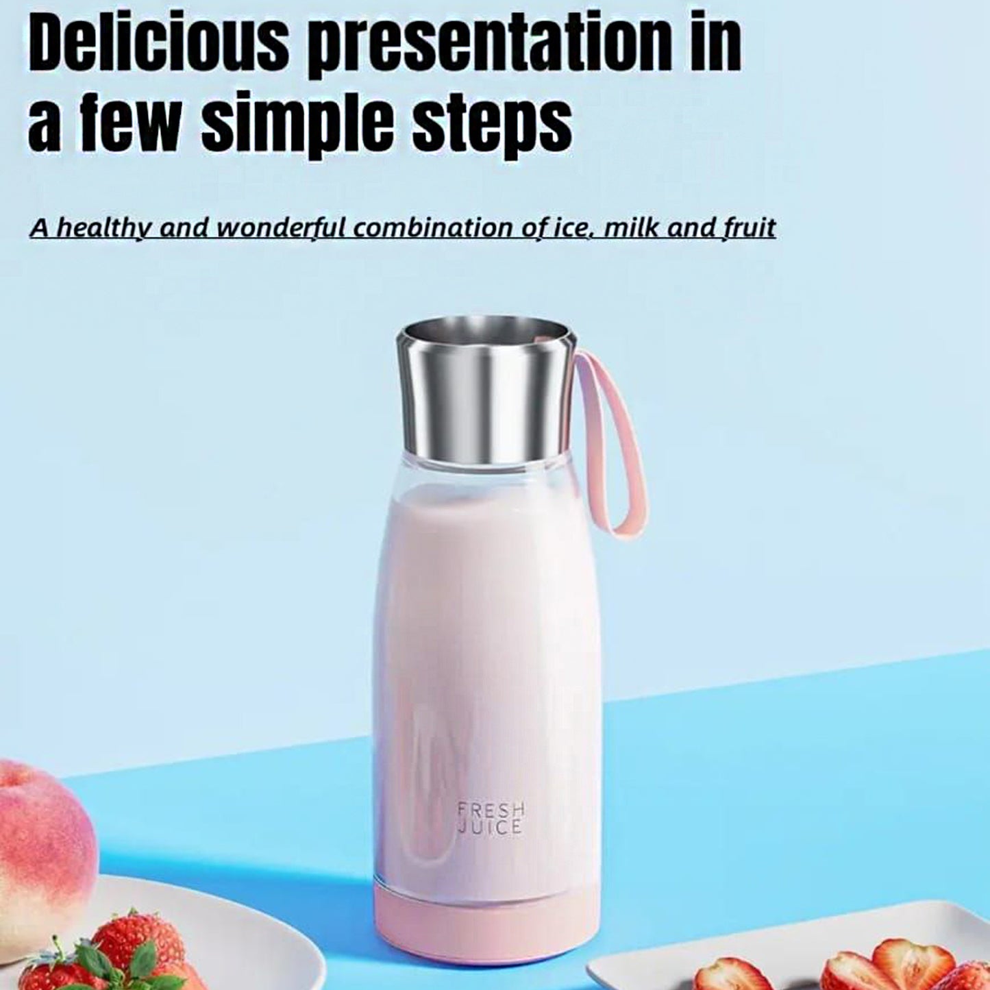 Portable Mini Blender Smoothie Maker 450 ML - Pink