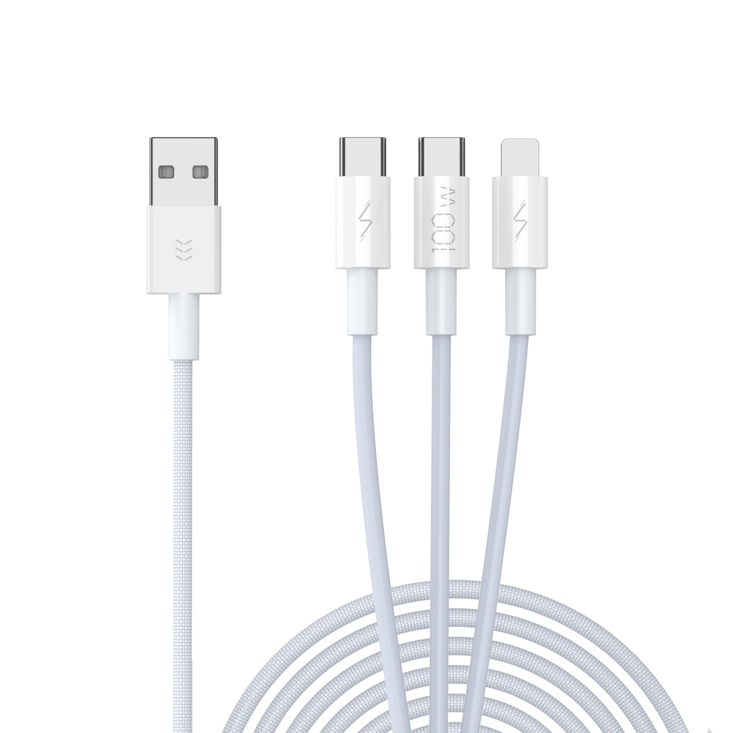 Vyvylabs Prime Series 3 in1 Fast Charging Cable USB to 2C+L 100W 1.5M White