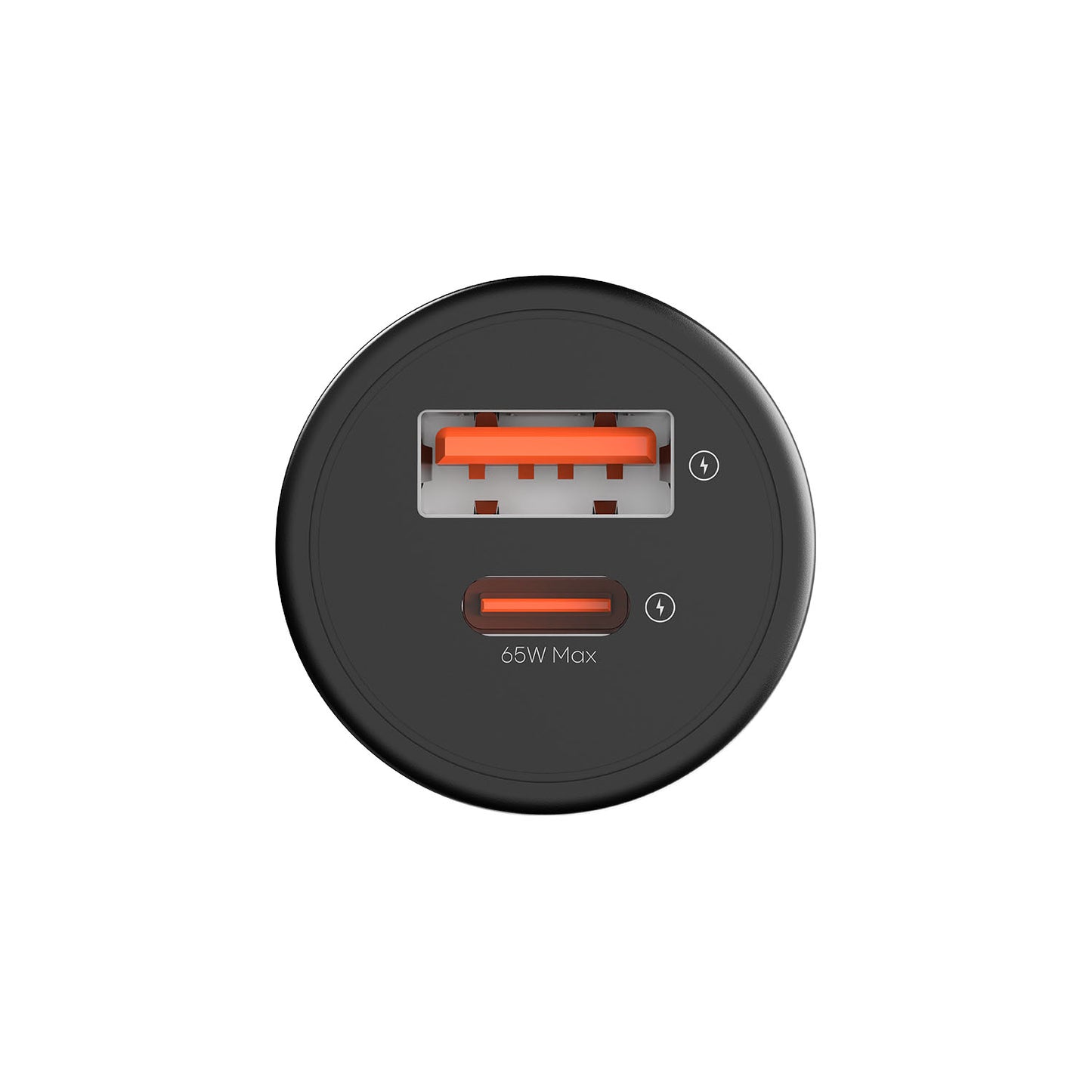 Vyvylabs Round Dot Dual Fast Charge Car Charger 65W A+C Compact and Reliable - Black