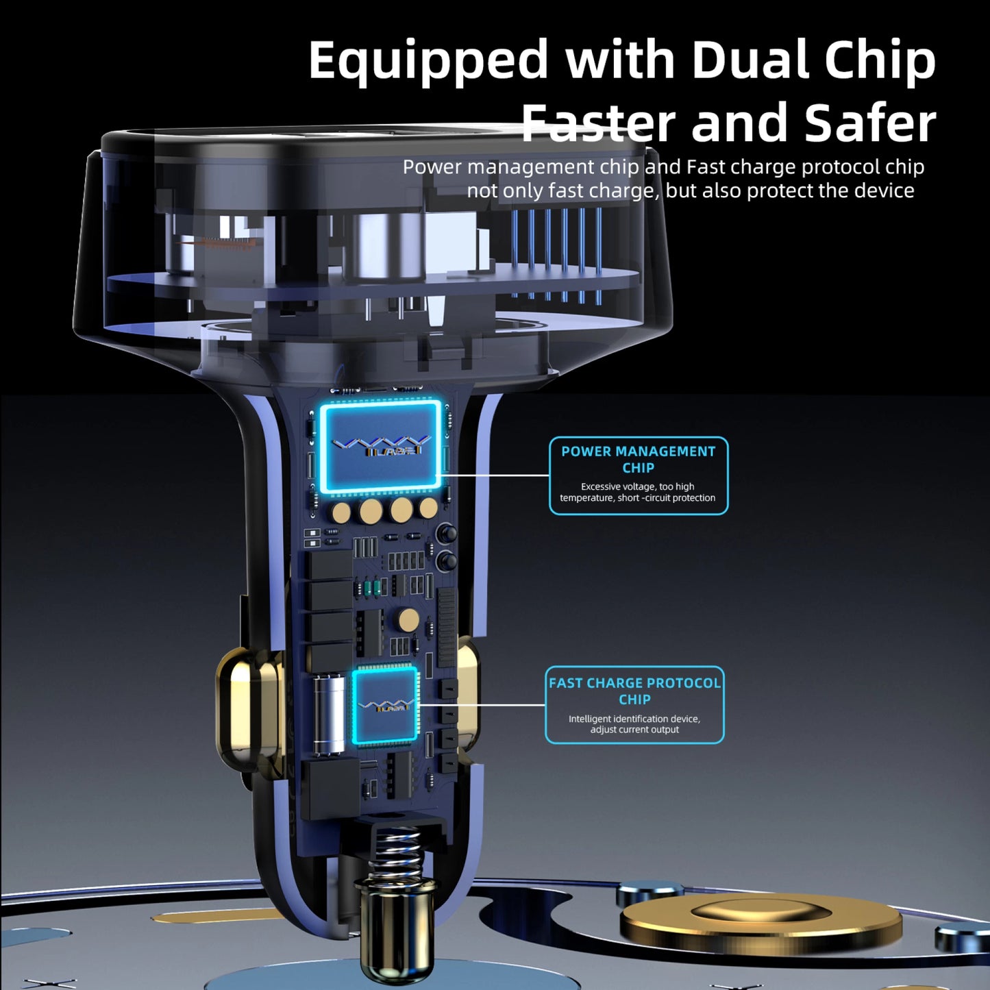 Rapid Energy Display Car Charger 125W A+2C 3-Port Fast Car Charger