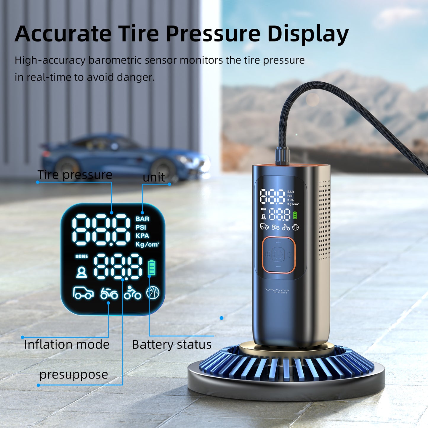 Vyvylabs Portable Inflator Pump 7500mAh