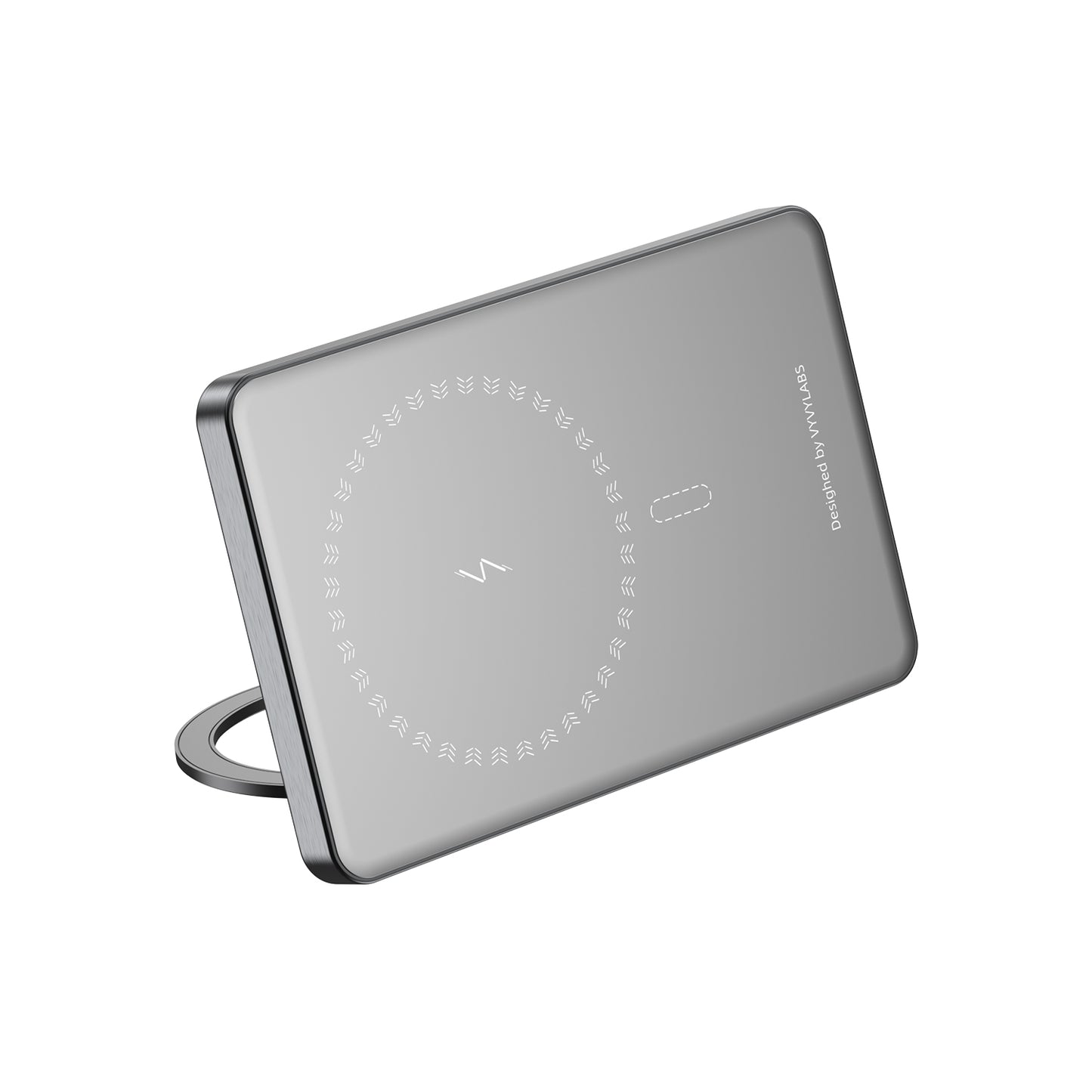 Super Mini Metal Magnetic Wireless Charger Power Bank 5000mAh 20W With Stand - Gray