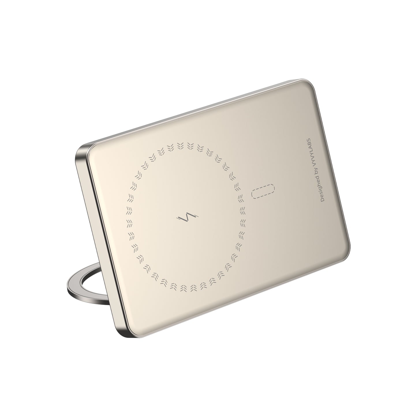 Super Mini Metal Magnetic Wireless Charger Power Bank 5000mAh 20W With Stand - Beige