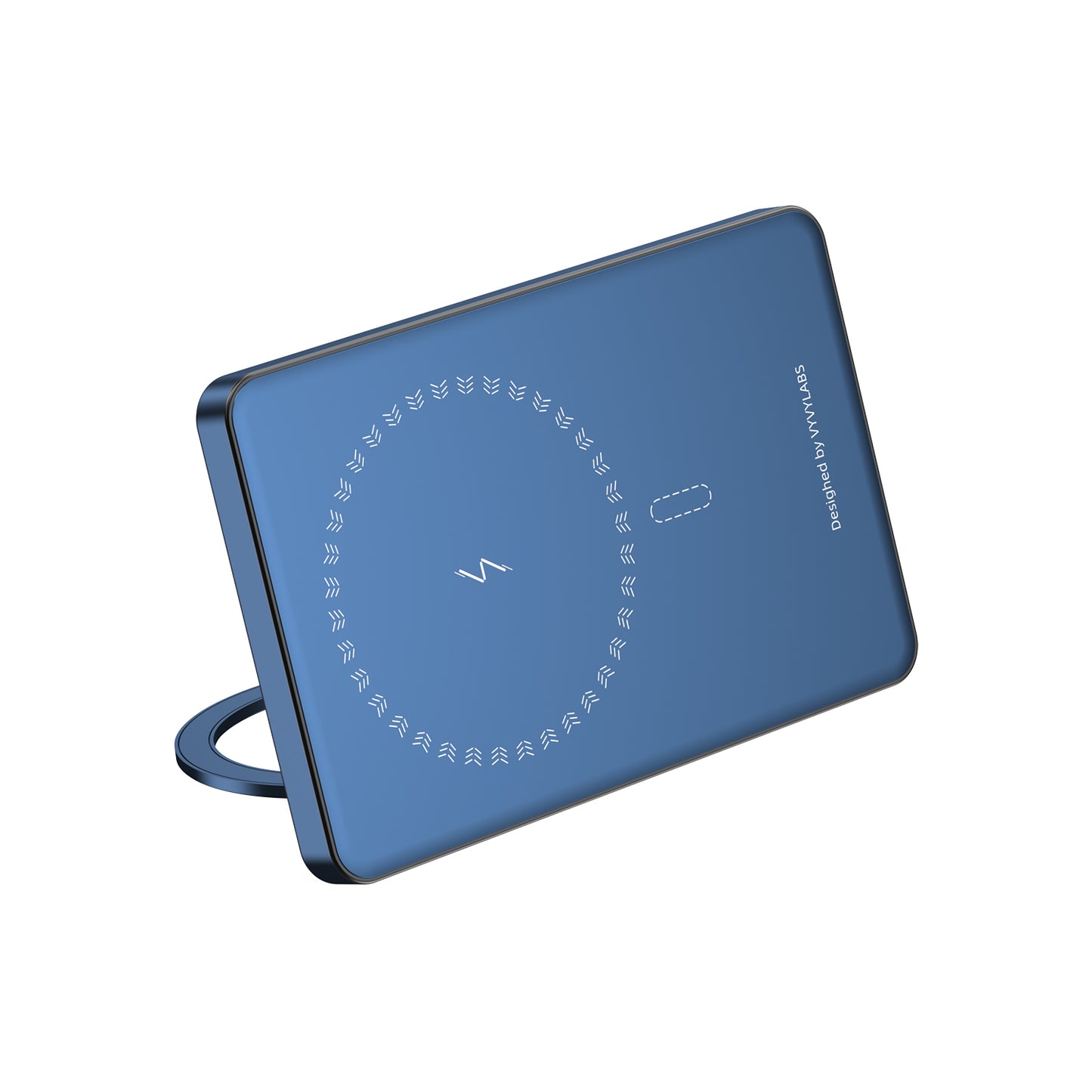 Super Mini Metal Magnetic Wireless Charger Power Bank 5000mAh 20W With Stand - Blue