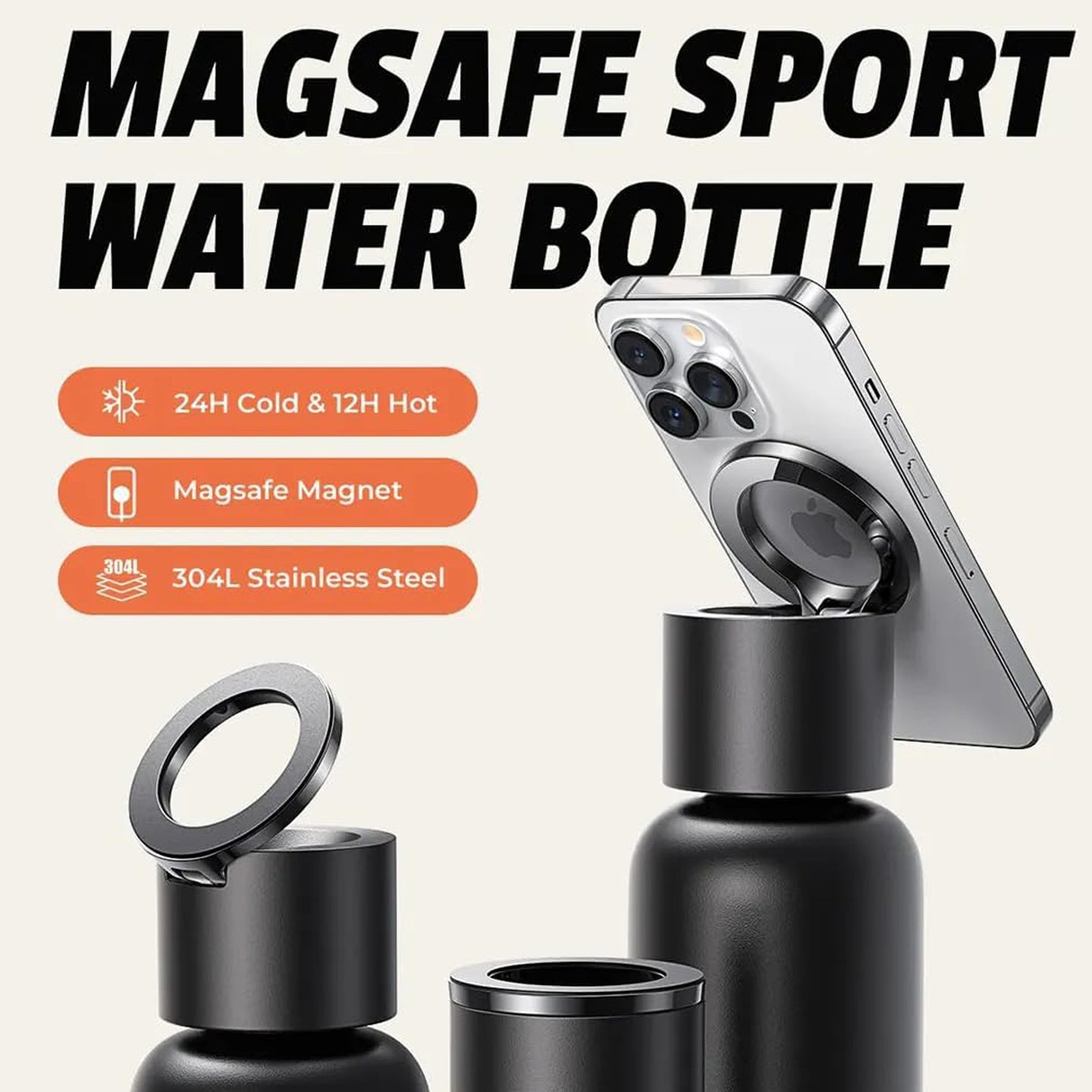 LISEN Magnetic Magsafe Bottle 750ml Stainless Steel