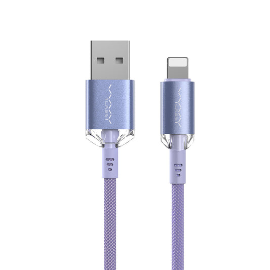 Vyvylabs Crystal Series Fast Charging Data Cable USB to iP 2.4A 1M - Purple