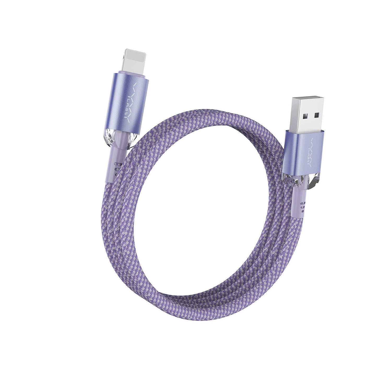 Vyvylabs Crystal Series Fast Charging Data Cable USB to iP 2.4A 1M - Purple