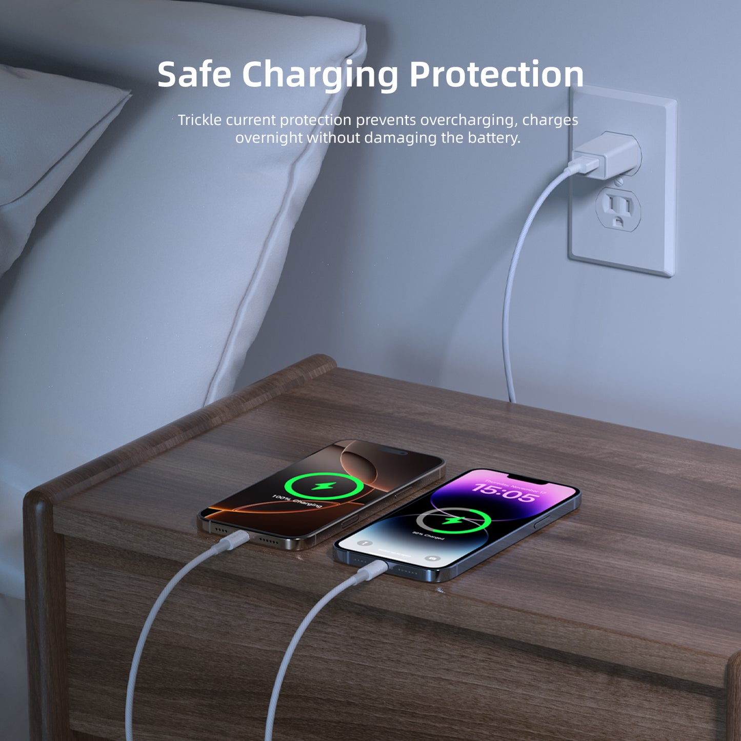 Vyvylabs Prime Series 2 in1 Fast Charging Cable Type-C to C+L 100W 1.5M White