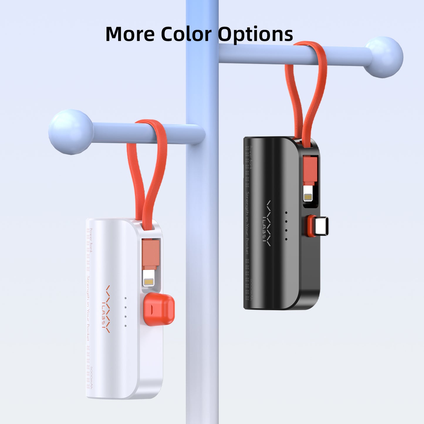 Vyvylabs Q12 Capsule Power Bank 5000mAh Type-C With iP Cable and Stand - Black