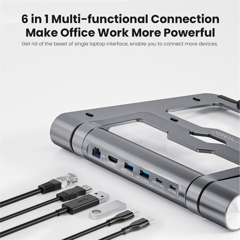 Vyvylabs Wisdom Series Laptop Stand 6-in-1 Multifunctional HUB Docking Station