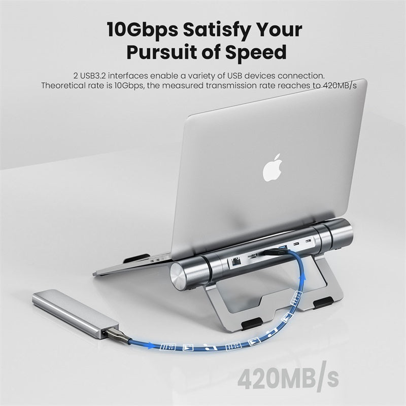 Vyvylabs Wisdom Series Laptop Stand 6-in-1 Multifunctional HUB Docking Station