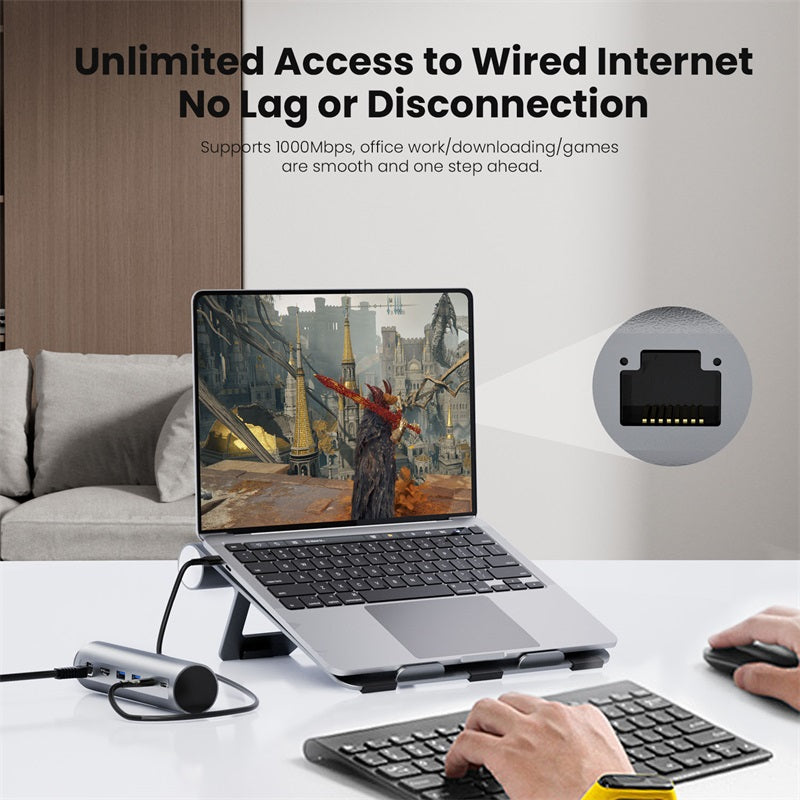 Vyvylabs Wisdom Series Laptop Stand 6-in-1 Multifunctional HUB Docking Station