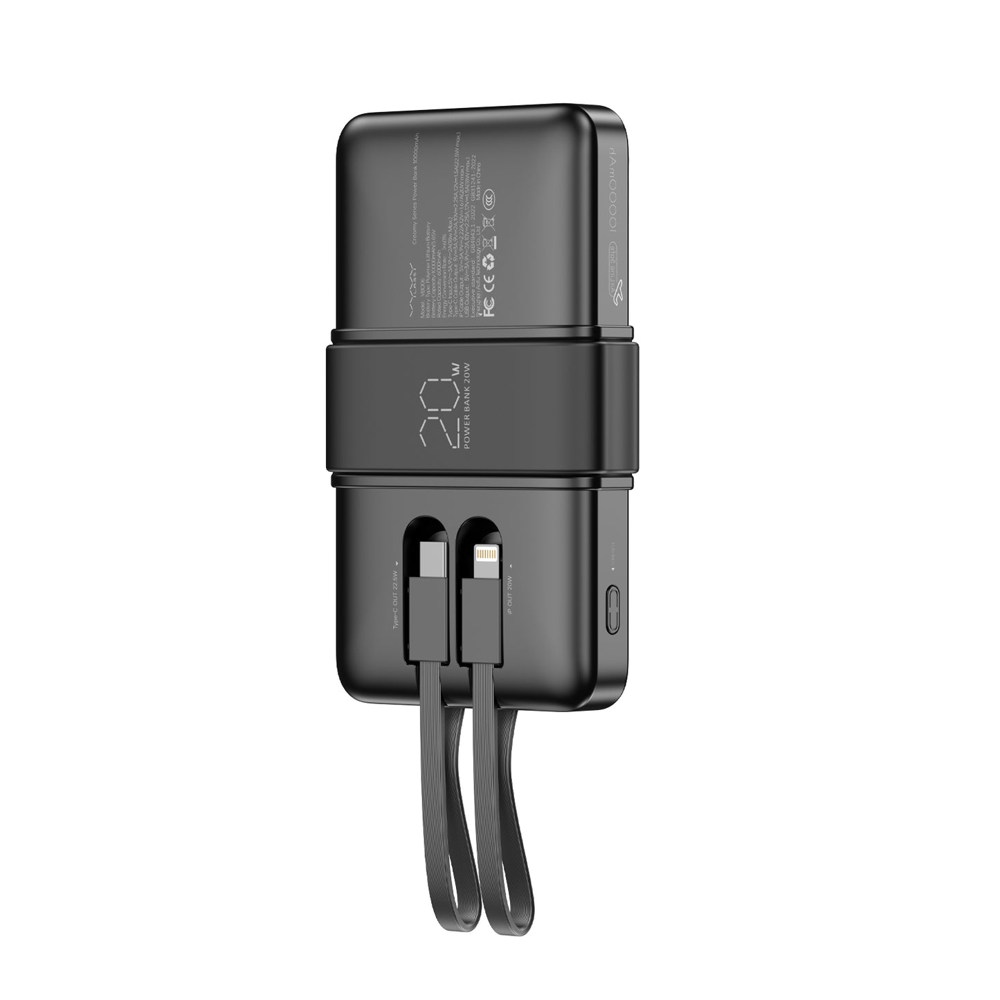 Vyvylabs Creamy Power Bank 10000mAh 20W With Dual Cable C+L - White