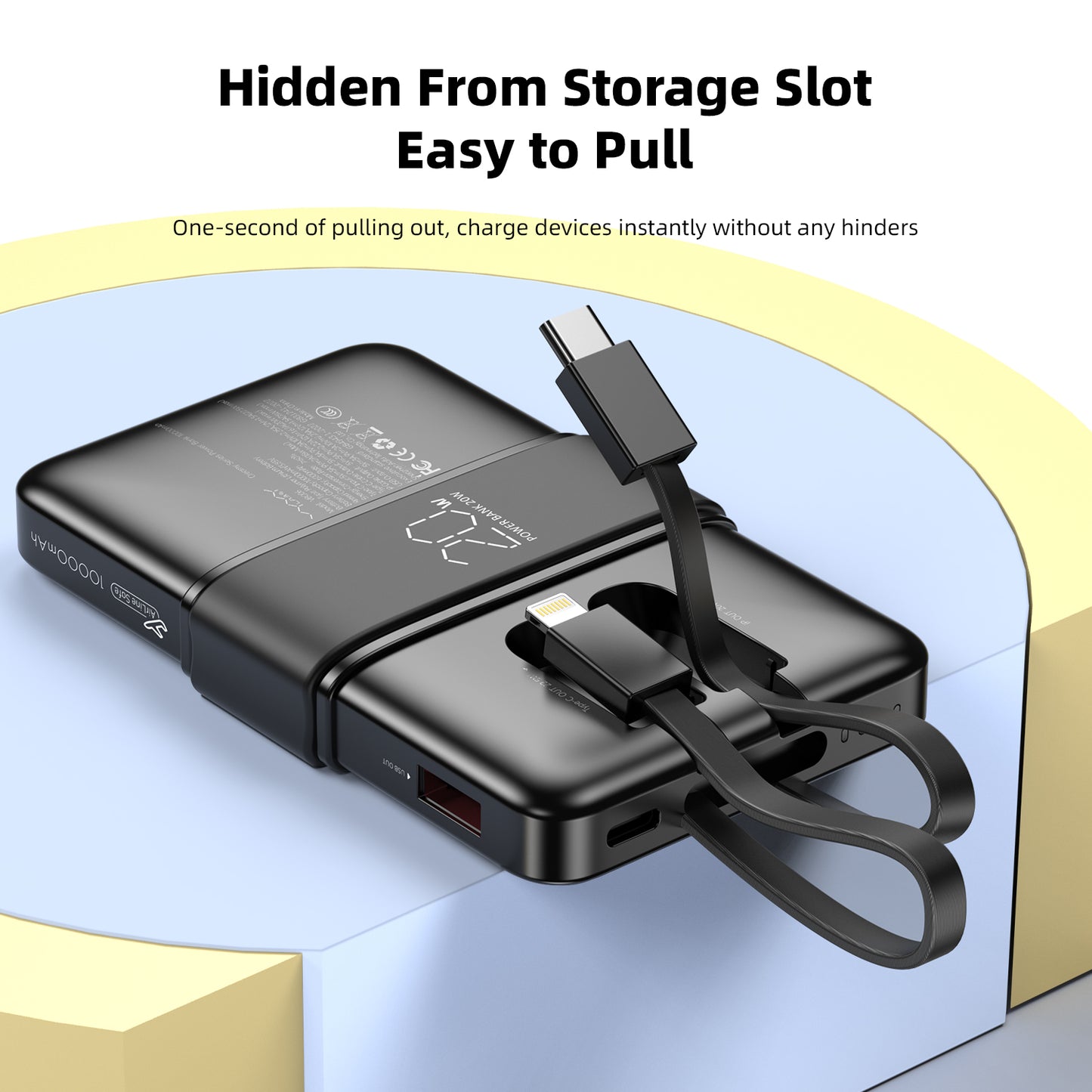 Vyvylabs Creamy Power Bank 10000mAh 20W With Dual Cable C+L - White