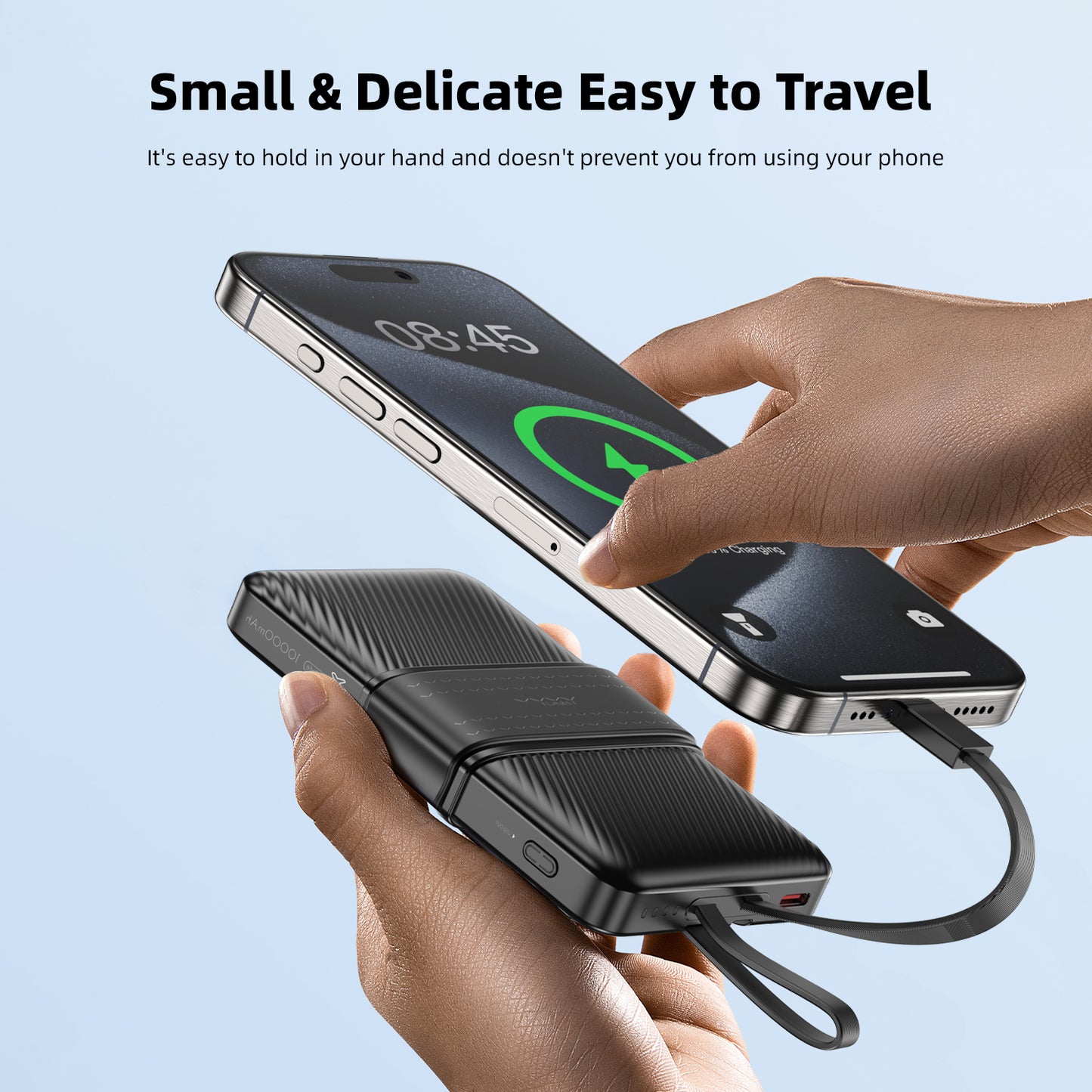 Vyvylabs Creamy Power Bank 10000mAh 20W With Dual Cable C+L - White