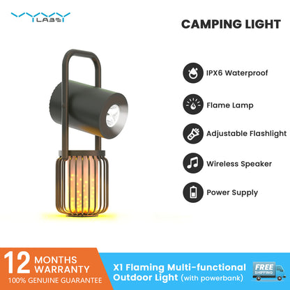 Vyvylabs X1 Flaming Multifunctional Outdoor Light Wireless Speaker + With Powerbank