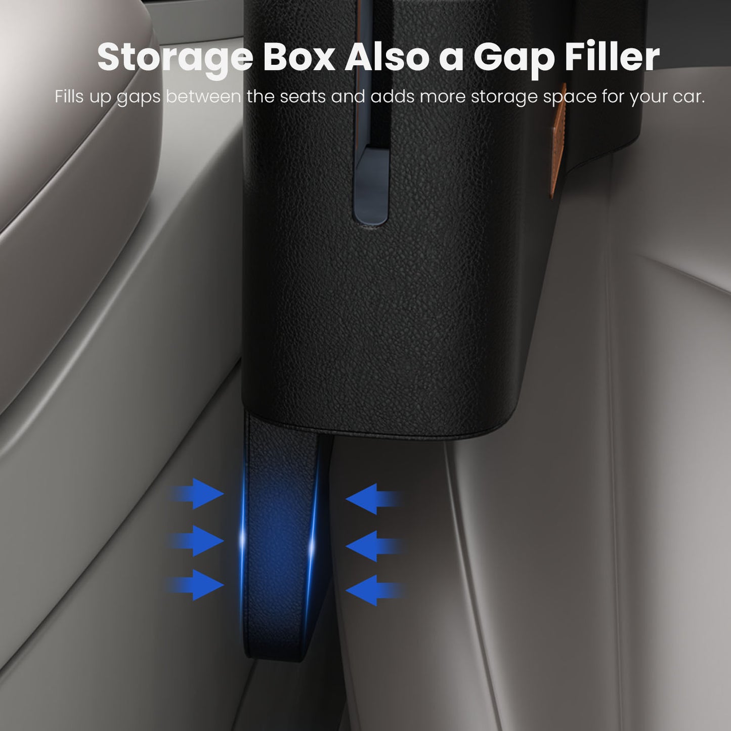 Car Storage Box With Cup Holder and Large Capacity - Black