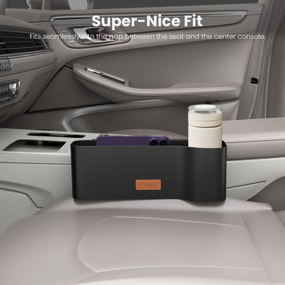 Car Storage Box With Cup Holder and Large Capacity - Black