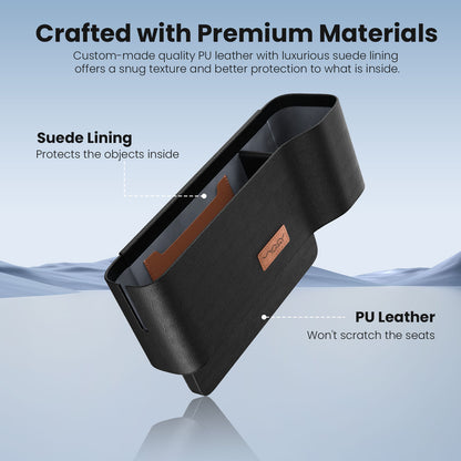 Car Storage Box With Cup Holder and Large Capacity - Black