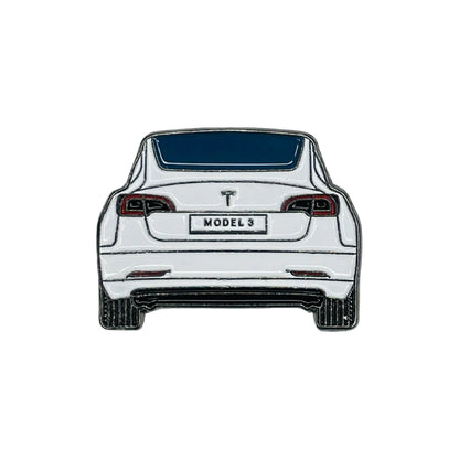 Sticky Metal Badge - Tesla White