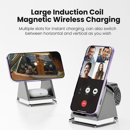 Vyvylabs W30 3 in 1 Wireless Charger 15W With LED Light