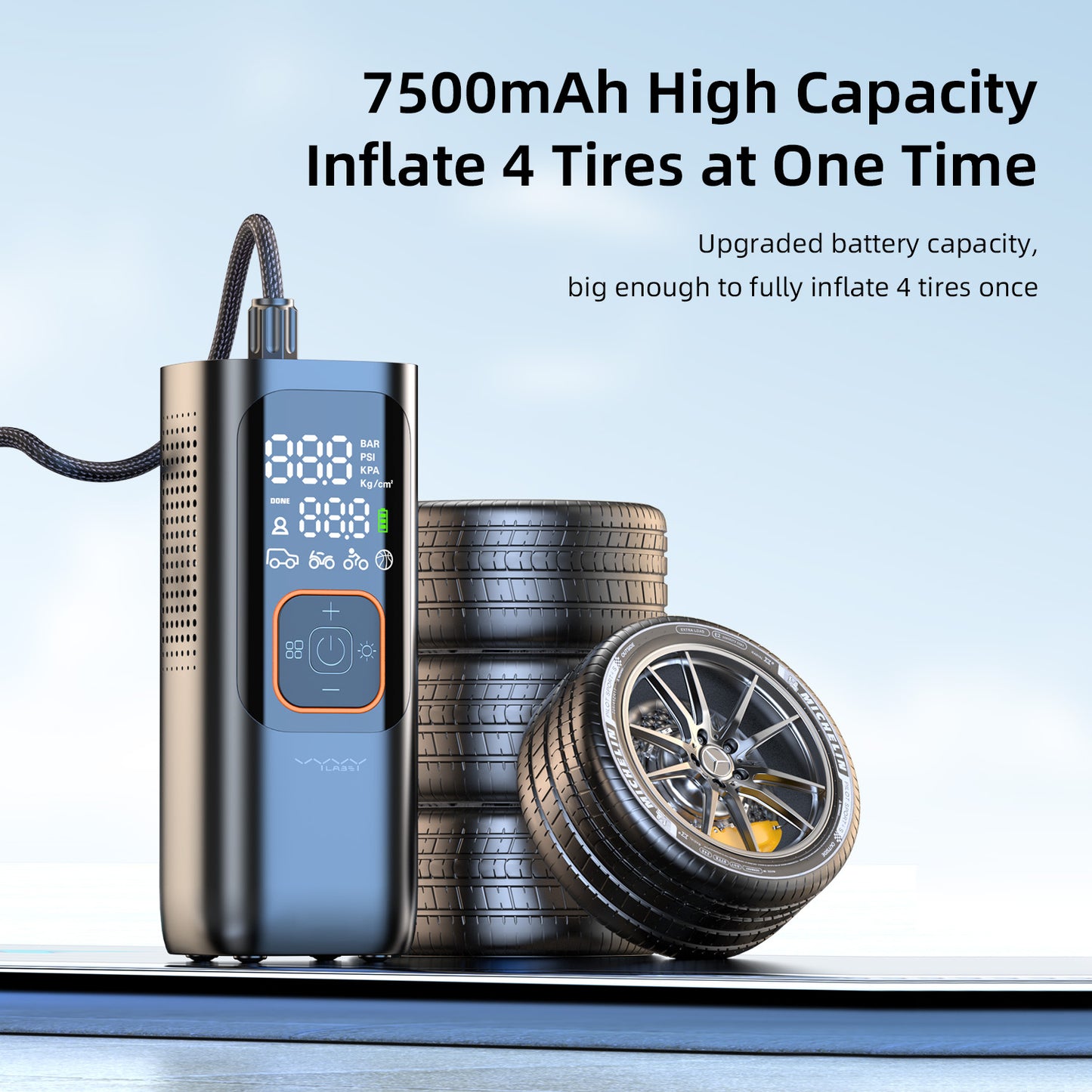 Vyvylabs Portable Inflator Pump 7500mAh
