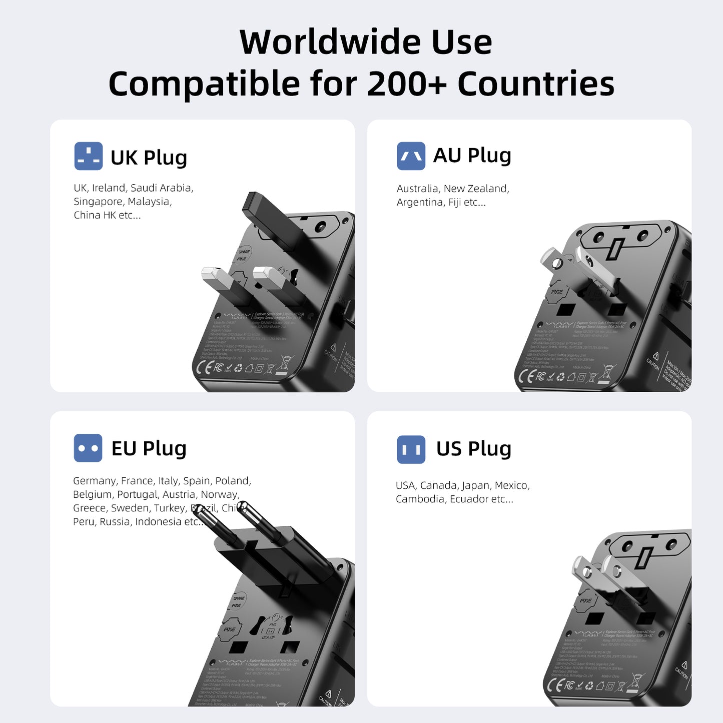 Explorer Series 5 Ports + AC Fast Charger Travel Adapter 35W
