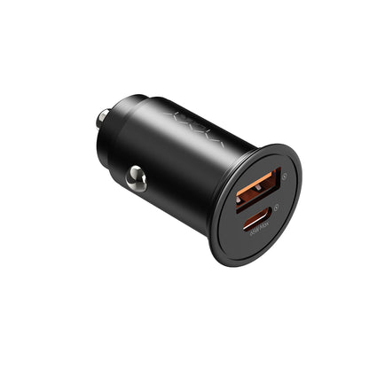 Vyvylabs Round Dot Dual Fast Charge Car Charger 65W A+C Compact and Reliable - Black