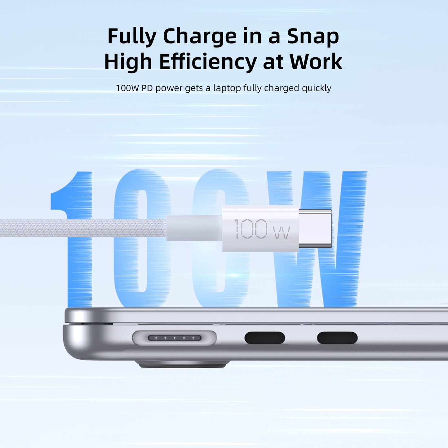 Vyvylabs Prime Series 2 in1 Fast Charging Cable Type-C to C+L 100W 1.5M White