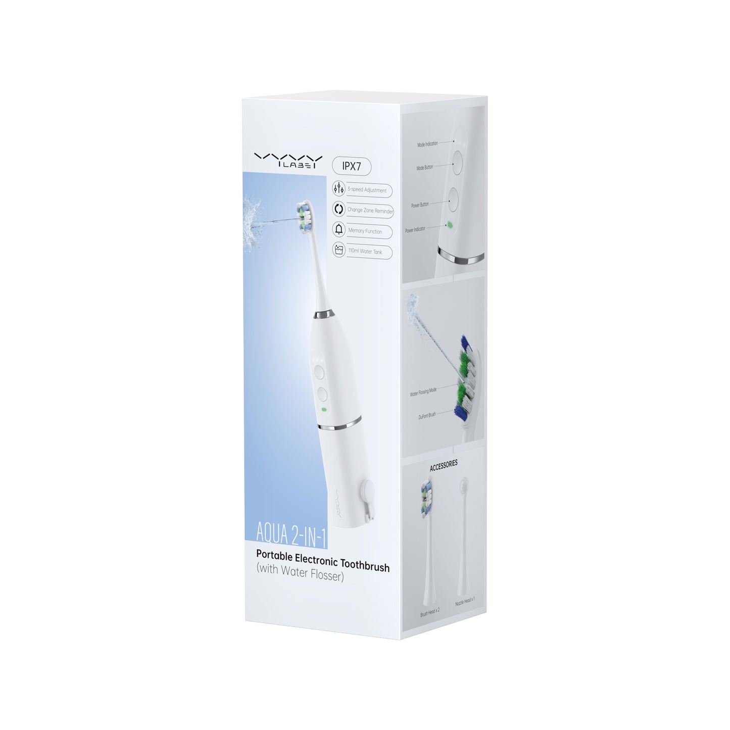 Vyvylabs Aqua 2-in-1 Portable Electronic Toothbrush with Water Flosser