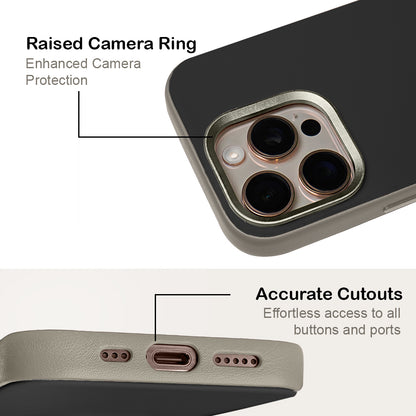 Vegan Leather Case For iPhone 16 Series - Black