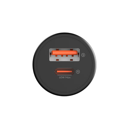 Vyvylabs Round Dot Dual Fast Charge Car Charger 65W A+C Compact and Reliable - Black