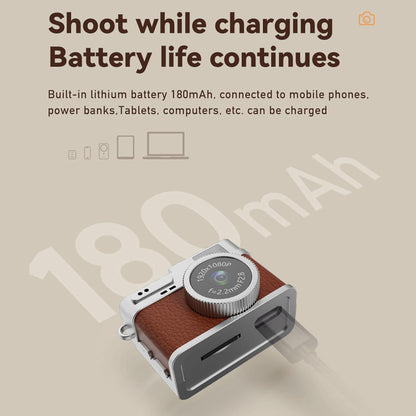 Mini Keychain Camera 1080P Retro Digital - Brown