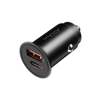 Vyvylabs Round Dot Dual Fast Charge Car Charger 65W A+C Compact and Reliable - Black
