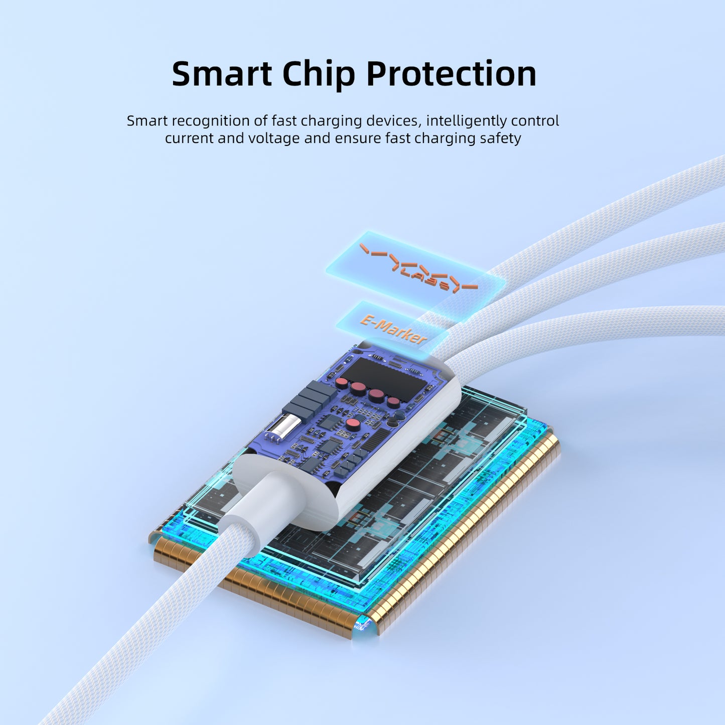 Vyvylabs Prime Series 3 in1 Fast Charging Cable USB to 2C+L 100W 1.5M White