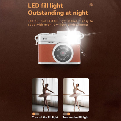 Mini Keychain Camera 1080P Retro Digital - Brown