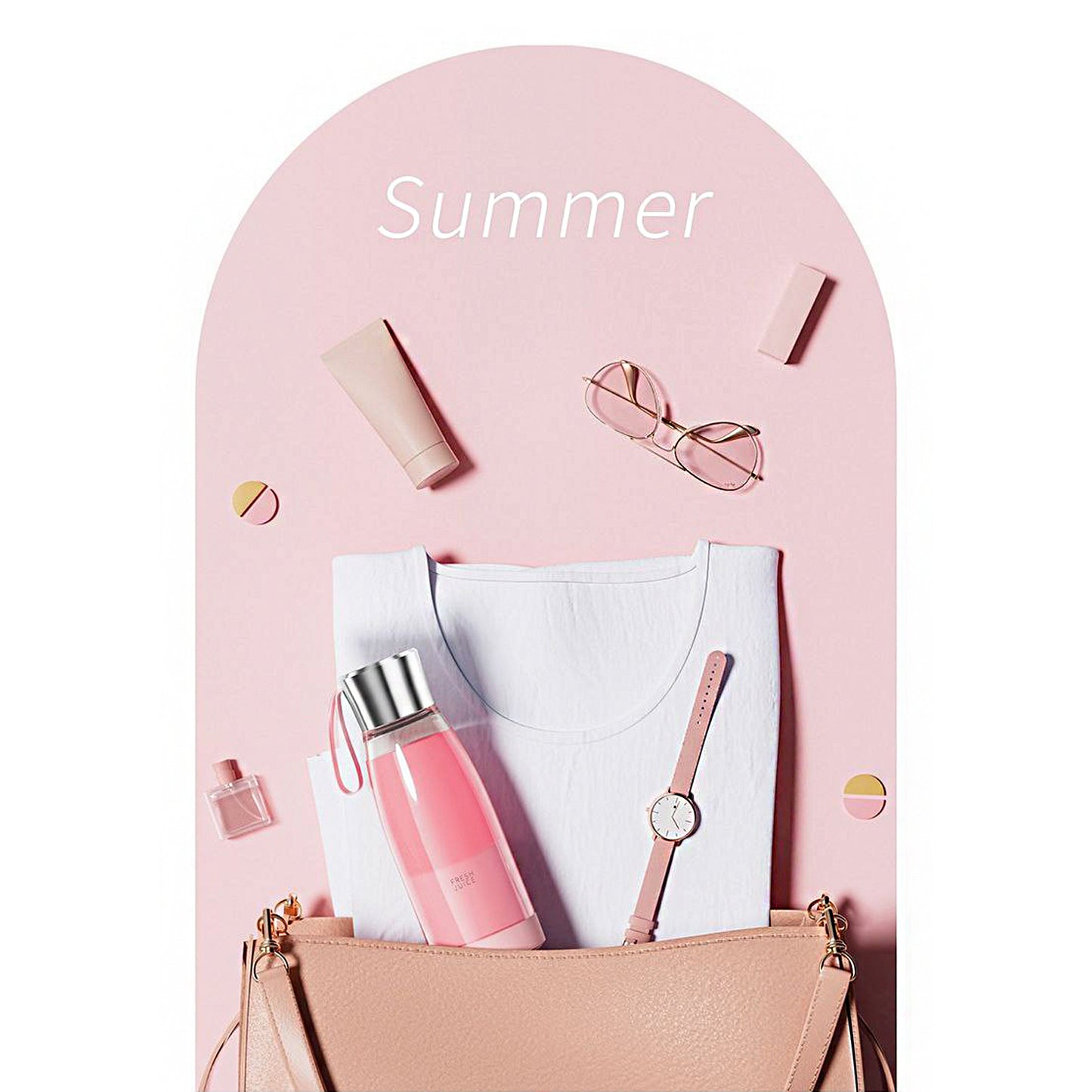 Portable Mini Blender Smoothie Maker 450 ML - Pink