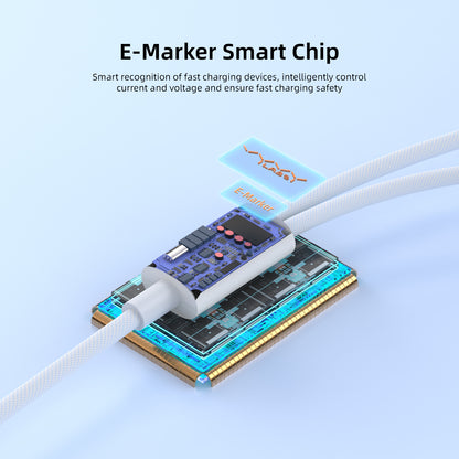 Vyvylabs Prime Series 2 in1 Fast Charging Cable Type-C to C+L 100W 1.5M White