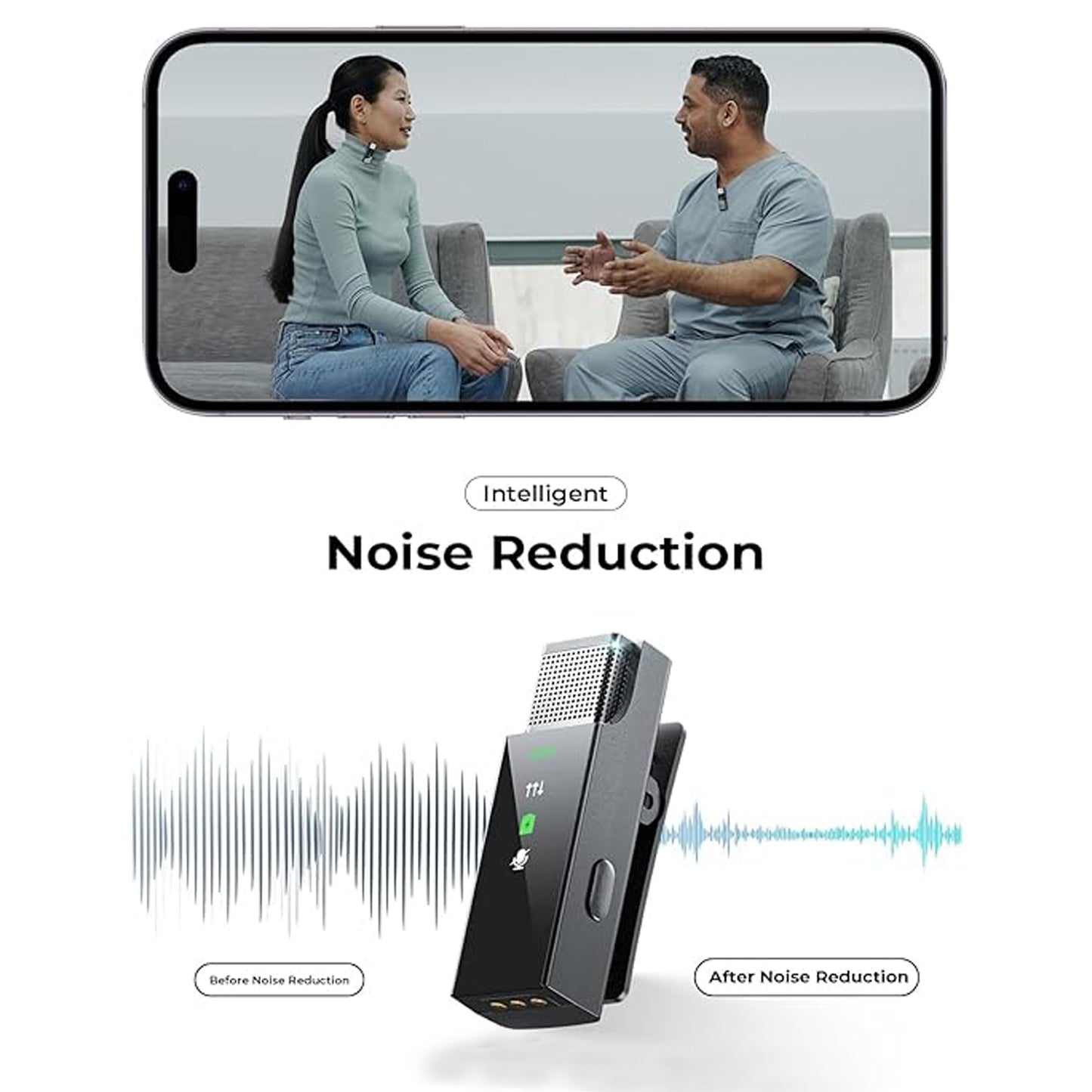 LISEN Wireless Lavalier Microphone with Noise Cancellation