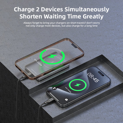Super Mini Metal Magnetic Wireless Charger Power Bank 5000mAh 20W With Stand - Gray